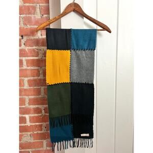 Vintage 70s Cashmere Patchwork Scarf Made in England 46x11 Preppy Classic